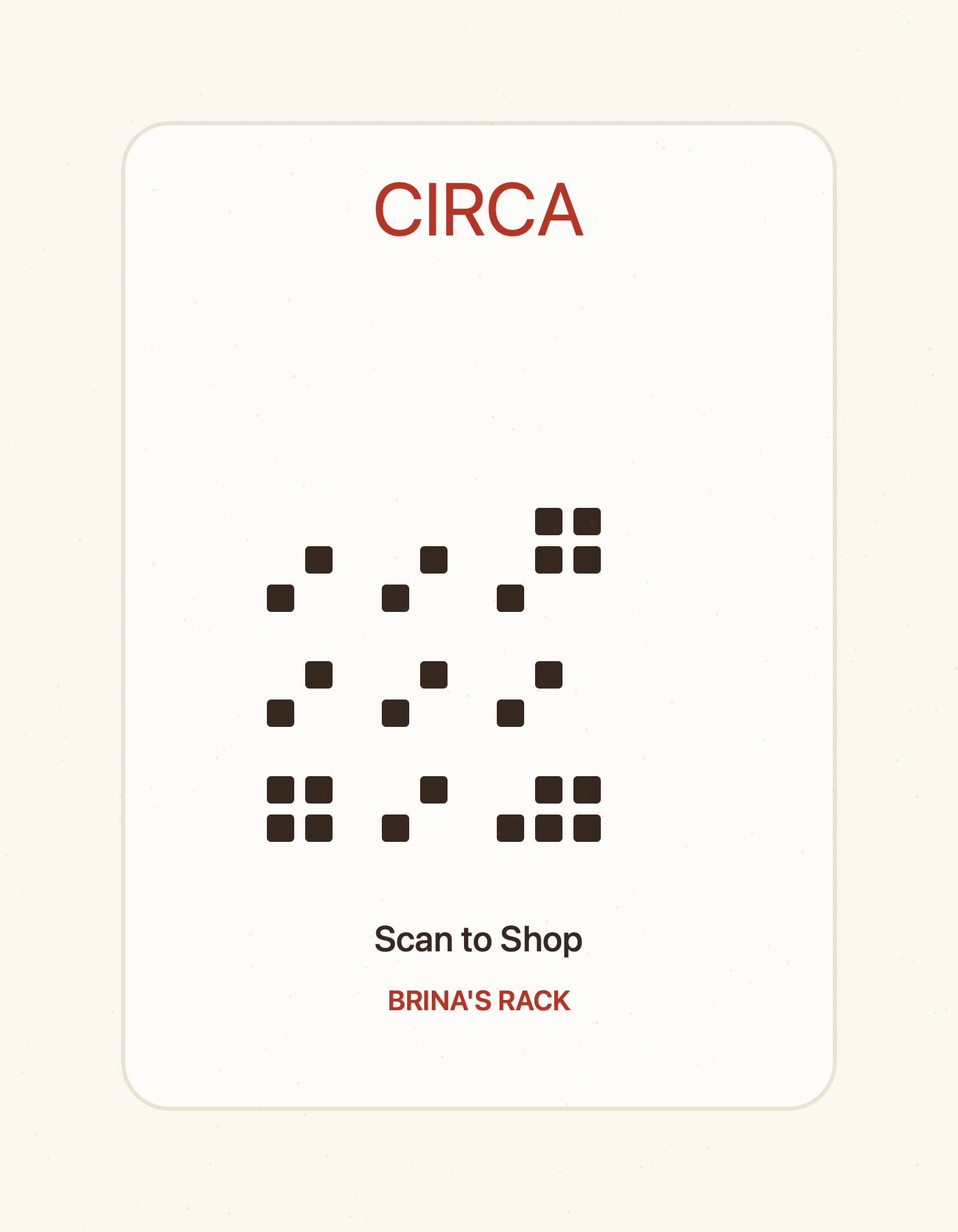 CIRCA rack QR card