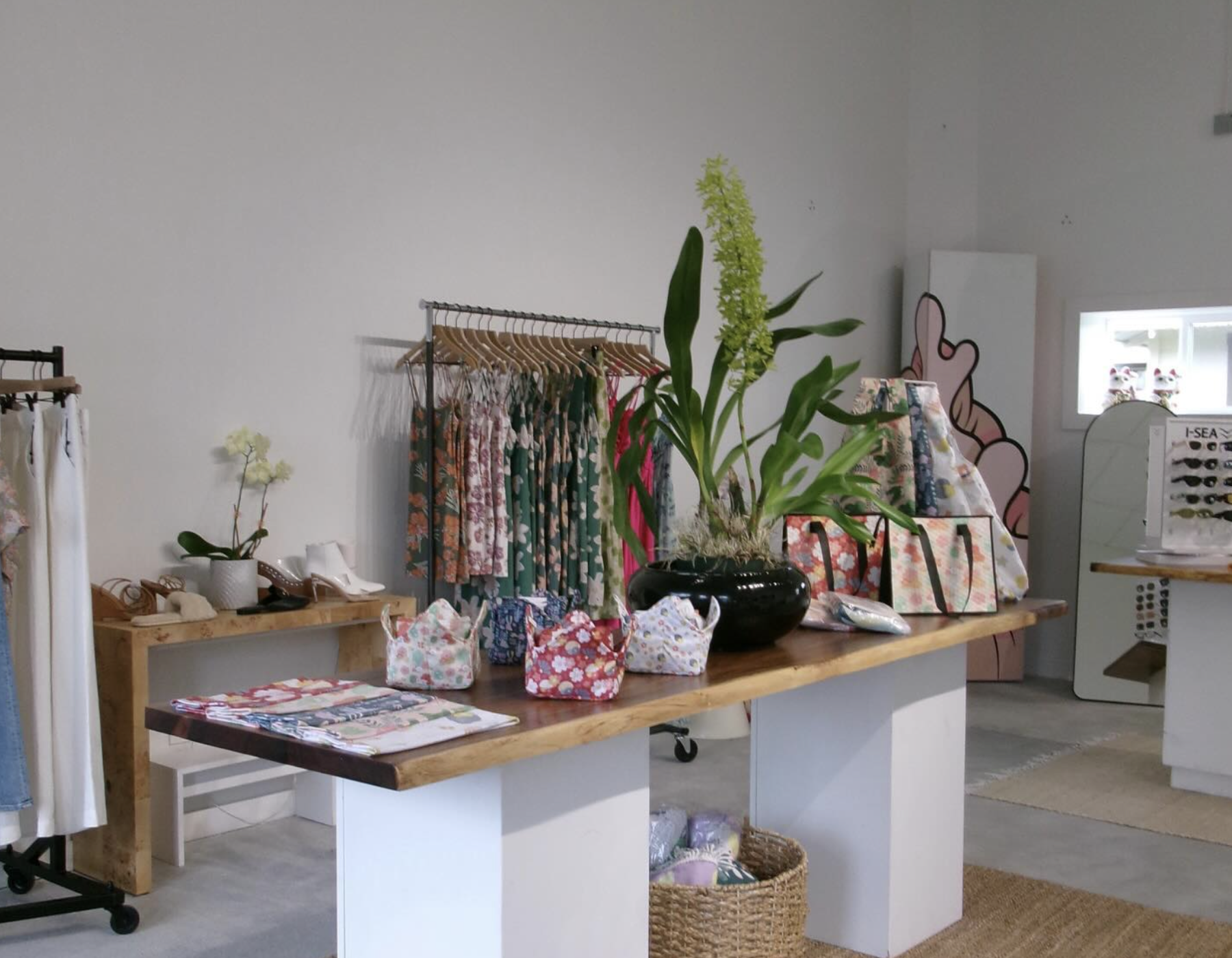Clothing rack at a pop-up resale event